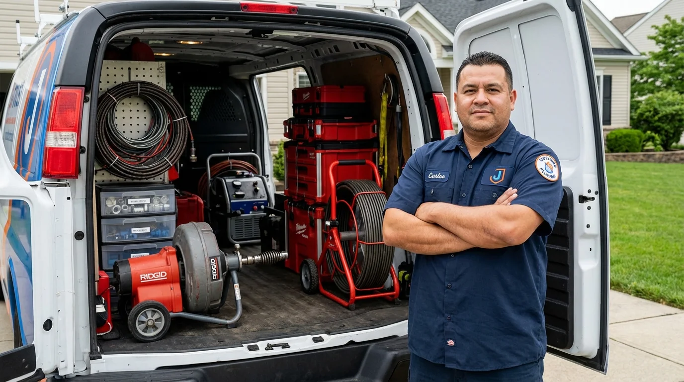 Professional drain cleaning equipment and Johns Plumbing LLC plumber in Springdale